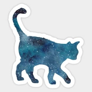 Watercolor Galaxy Cat Sticker